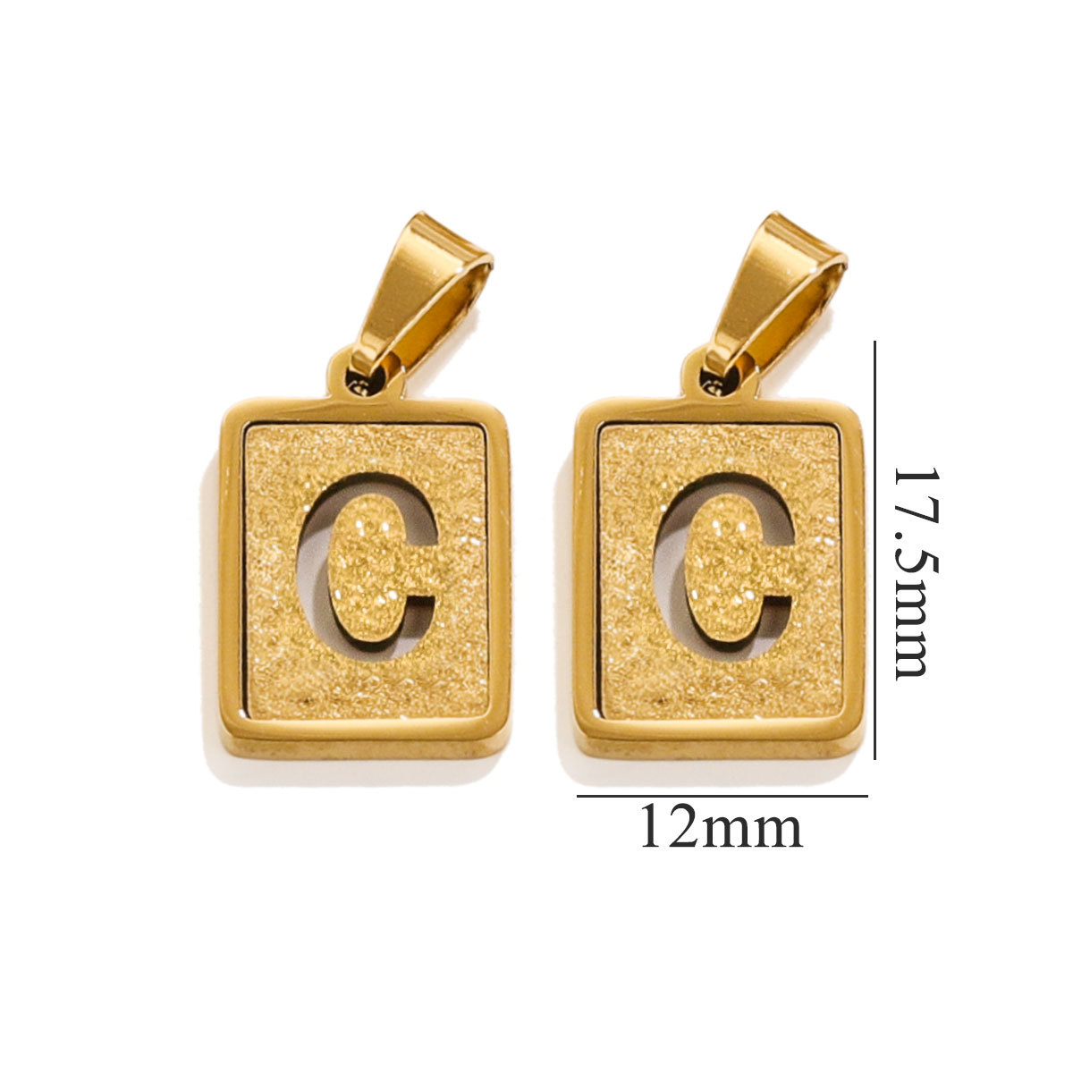 Gold color / 1 Piece Simple Fashionable Style Square Letter C Shape Titanium Steel  Gold Color Unisex Pendant Picture3